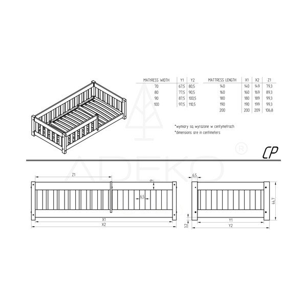 Dětská postel s výsuvným lůžkem s úložným prostorem s roštem v přírodní barvě 90x200 cm CP – Adeko-image-2