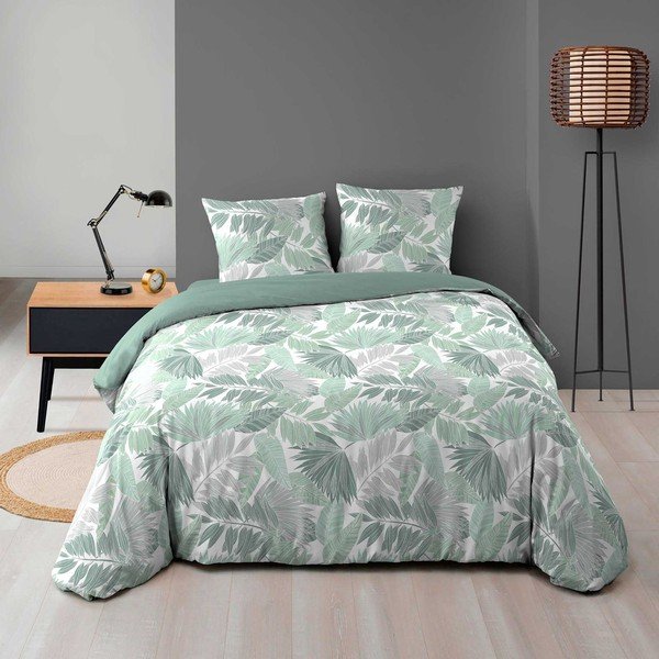 Zelené povlečení na dvoulůžko/prodloužené z mikroflanelu 240x220 cm Epicea – douceur d'intérieur-image-1