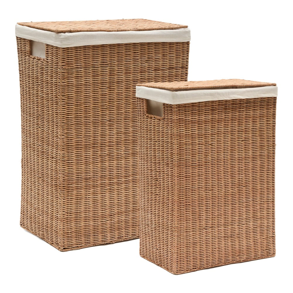 Ratanové koše na prádlo v sadě 2 ks v přírodní barvě Indali – Kave Home
