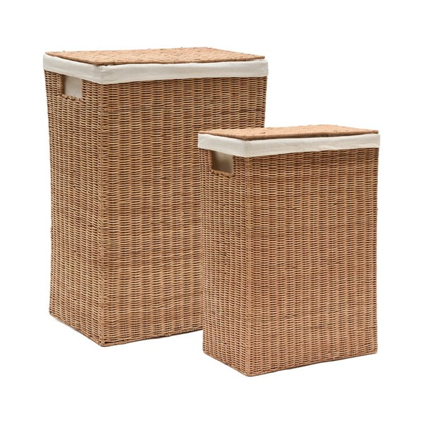 Ratanové koše na prádlo v sadě 2 ks v přírodní barvě Indali – Kave Home