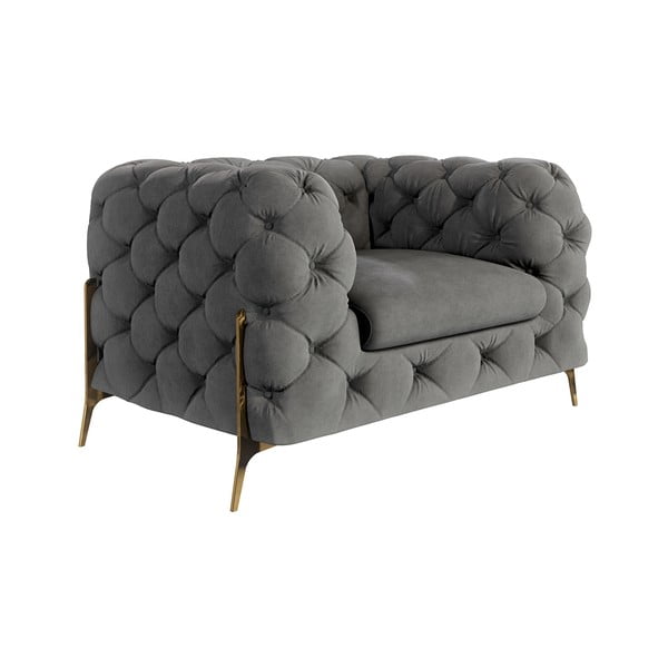 Šedé sametové křeslo Chelsea Bis – Ropez