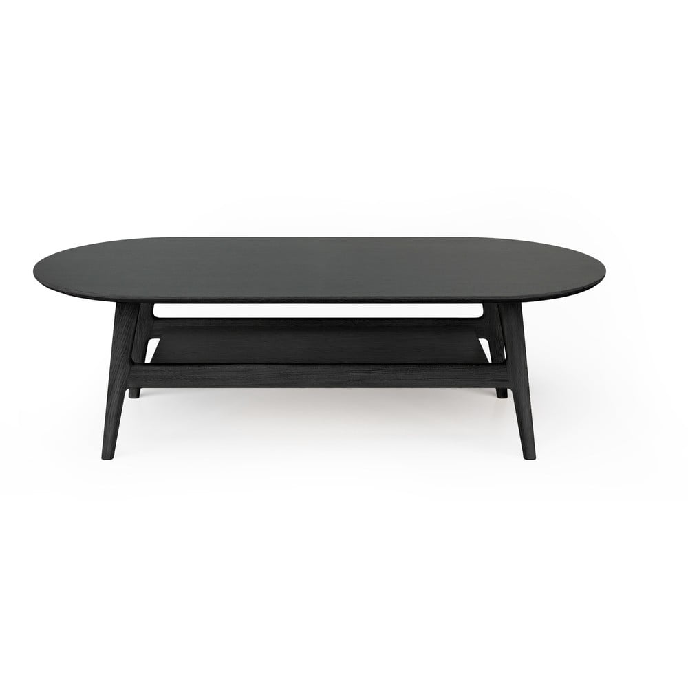 Černý konferenční stolek v dekoru dubu 60x130 cm Curved – Woodman
