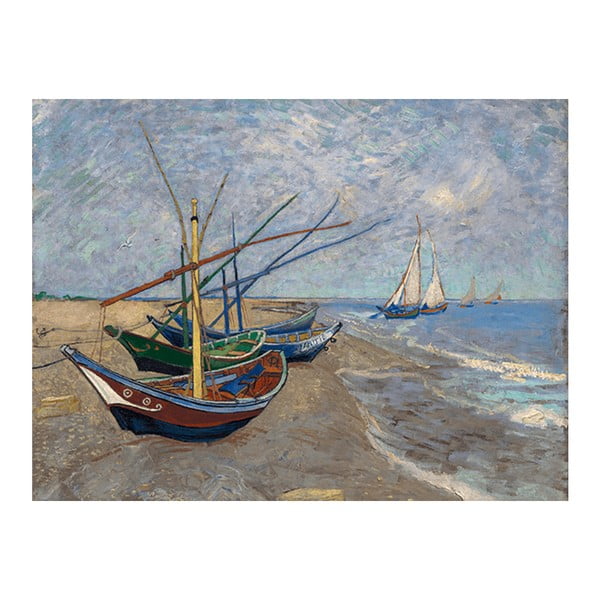 Reprodukce obrazu Vincenta van Gogha - Fishing Boats on the Beach at Les Saintes-Maries-de la Mer, 40 x 30 cm