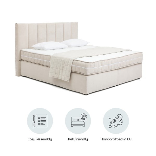 Béžová boxspring postel 180x200 cm Olia Bold Line – Bonami Selection-image-4