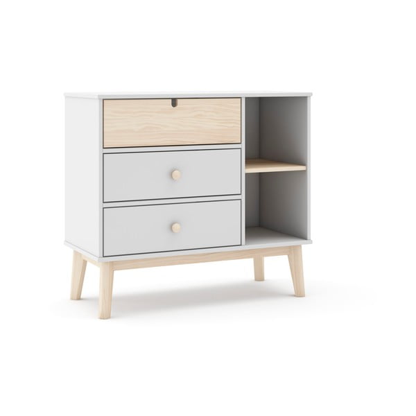 Bílá nízká dětská komoda 90x40 cm Estefania – Marckeric-image-3