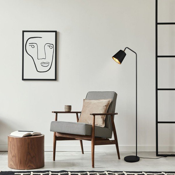 Černá stojací lampa s textilním stínidlem (výška 148 cm) Buddy – Reality-image-1