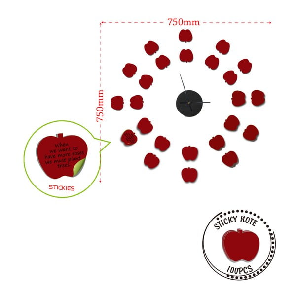 Nástěnné samolepicí hodiny Mauro Ferretti Apples, ⌀ 75 cm-image-2