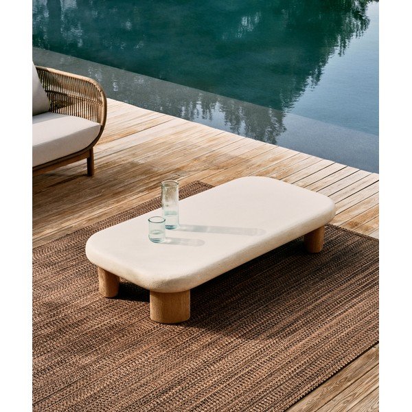 Zahradní konferenční stolek s betonovou deskou 70x140 cm Labra – Kave Home-image-1