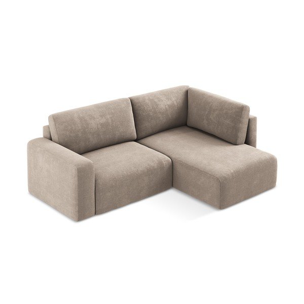 Béžová žinylková rozkládací/s úložným prostorem rohová pohovka (pravý roh/do L) Kona – Makamii-image-3