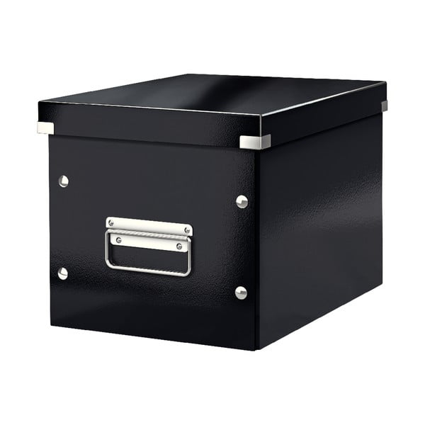 Černý kartonový úložný box s víkem 26x26x24 cm Click&Store – Leitz