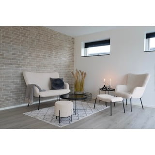 Krémový taburet z textilie bouclé Alford – House Nordic