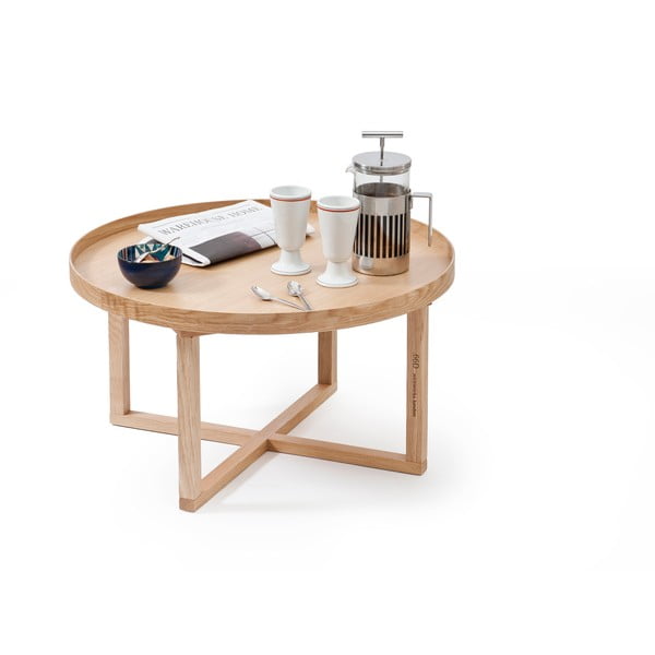 Kulatý dřevěný stolek z dubového dřeva Wireworks Round, Ø 66 cm-image-3