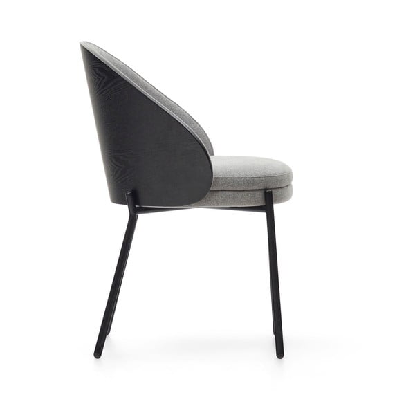 Černé/šedé čalouněné jídelní křeslo Eamy – Kave Home-image-3