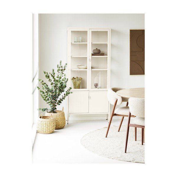 Krémová ocelová vitrína 80x180x35 cm Brisbane – House Nordic-image-1