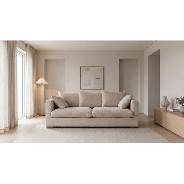 Béžová manšestrová pohovka 220 cm Comfy – Scandic-image-4