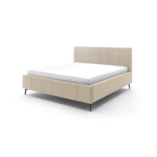 Béžová čalouněná dvoulůžková postel s úložným prostorem s roštem 160x200 cm Lizzano – Meise Möbel