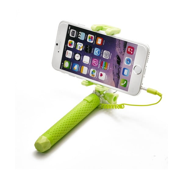 Zelená selfie tyč Celly Mini selfie, spoušť přes 3.5mm jack