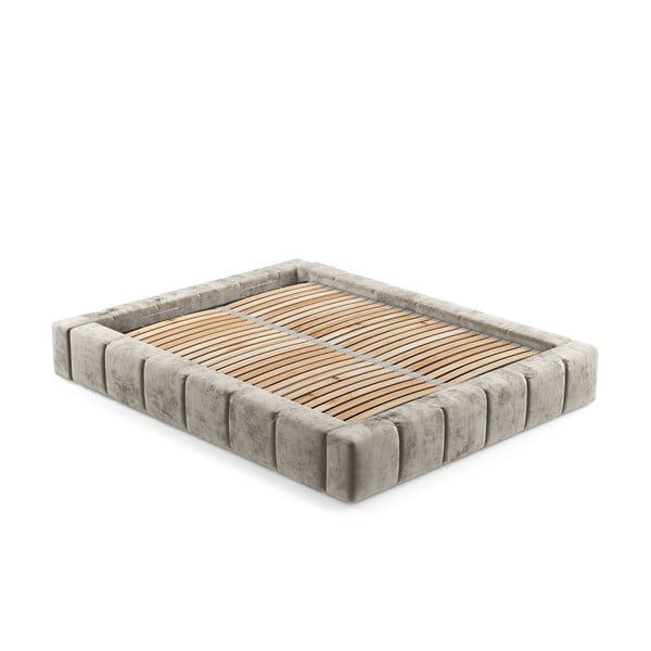 Béžová čalouněná dvoulůžková postel s úložným prostorem s roštem 180x200 cm Aruba L – Maison de Rêve-image-3