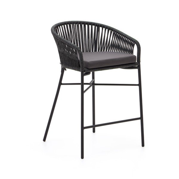 Černá kovová/polstrovaná zahradní barová židle Yanet – Kave Home