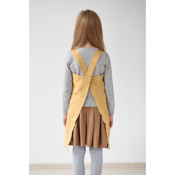Dětská žlutá lněná zástěra Linen Tales Pinafore, 72 x 45 cm-image-1