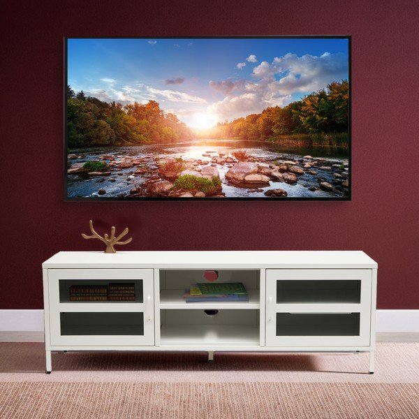 Bílý ocelový TV stolek 150x50x45 cm Acier – Premier Housewares-image-4