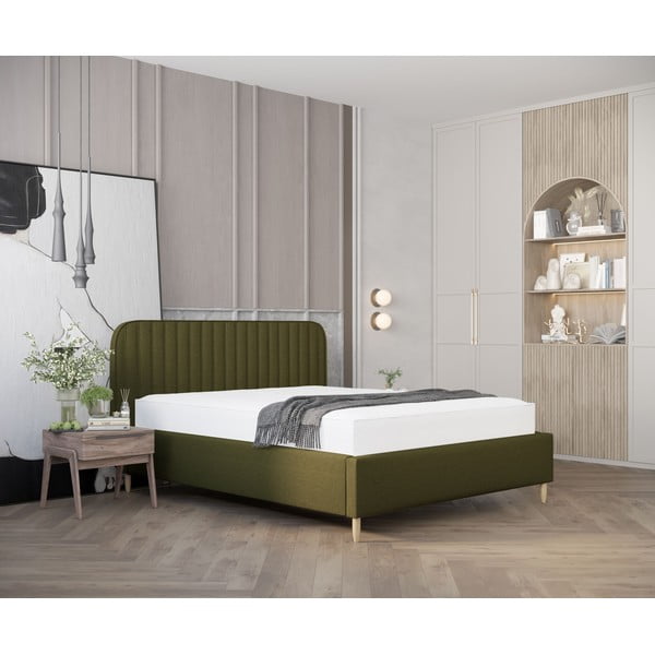 Zelená čalouněná jednolůžková postel s úložným prostorem s roštem 120x200 cm Noto – Maison de Rêve-image-1