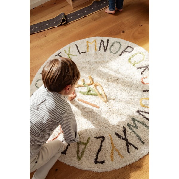 Krémový bavlněný dětský hrací koberec ø120 cm ABC Color and Letters – Lorena Canals-image-1