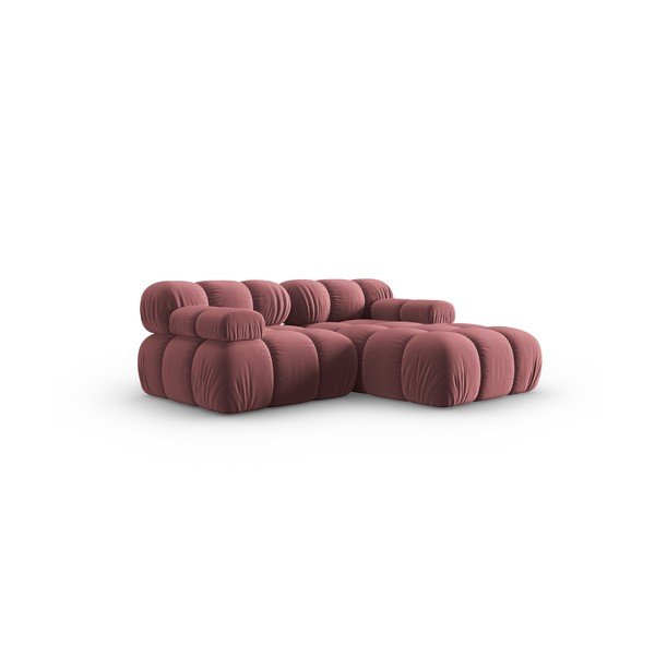 Růžová sametová rohová pohovka (pravý roh) Bellis – Micadoni Home-image-3
