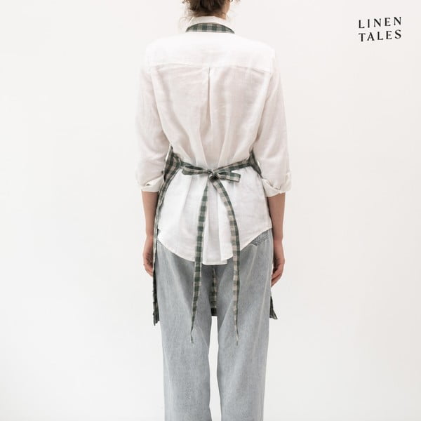 Lněná zástěra Forest Green Gingham – Linen Tales-image-1