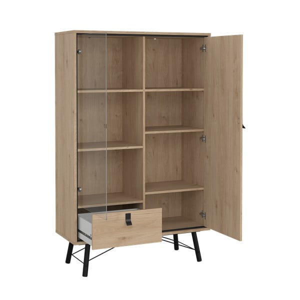 Vitrína v dekoru dubu v přírodní barvě 102x162x40 cm Ry – Tvilum-image-3