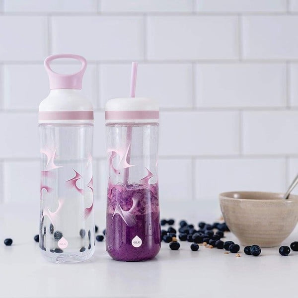 Fialovo-bílá láhev na vodu s víkem a brčkem Equa Flow Wave 2v1, 800 ml-image-1