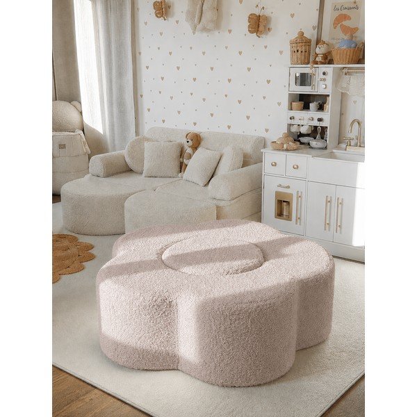 Světle šedé pěnové hřiště 3 ks z materiálu bouclé výška 27 cm 88x90 cm – Meowbaby-image-1