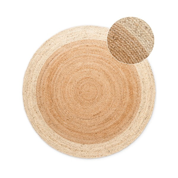 Oboustranný/ručně tkaný jutový kulatý koberec v přírodní barvě ø 200 cm Jutta Gold – Hanse Home