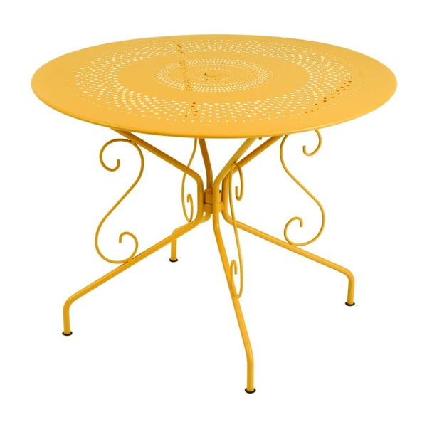Žlutý kovový stůl Fermob Montmartre, Ø 96 cm