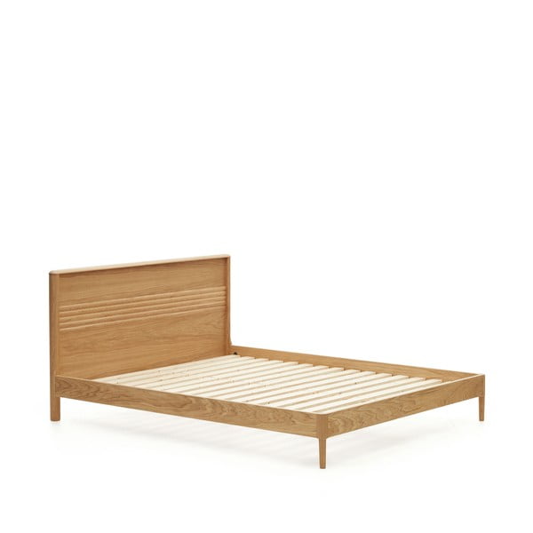 Dvoulůžková postel z dubového dřeva s roštem v přírodní barvě 180x200 cm Lenon – Kave Home