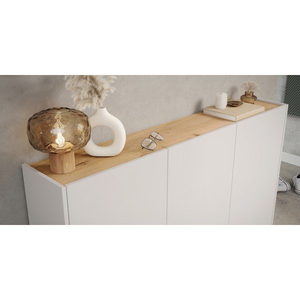 Krémová skříňka v dekoru dubu 138x105x25 cm Libbiano – Germania-image-3