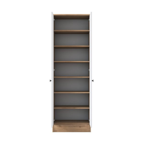 Bílá/přírodní šatní skříň v dekoru ořechu 60x183 cm Theresa – Kalune Design-image-4