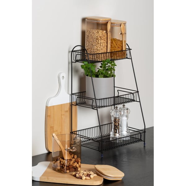 Černý kovový kuchyňský regál se 3 policemi PT LIVING Tidy-image-1