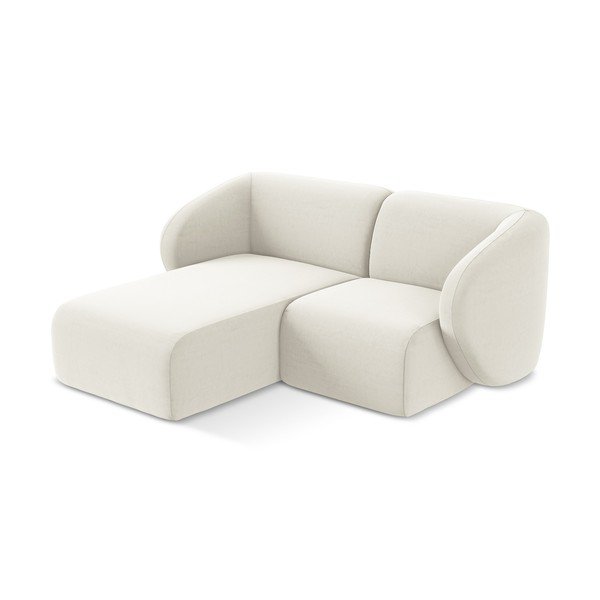 Béžová sametová rohová pohovka (levý roh/s lenoškou) Lani – Makamii-image-2