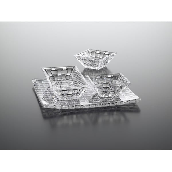 Set 3 servírovacích misek a podnosu z křišťálového skla Nachtmann Bossa Nova-image-1