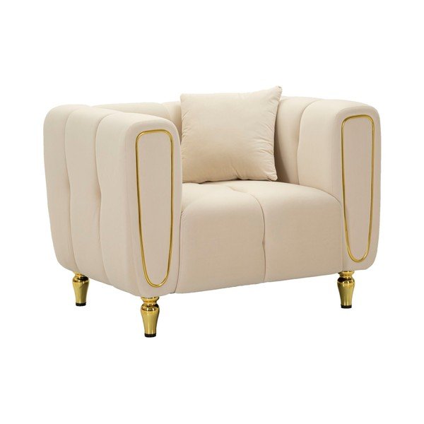 Krémové sametové křeslo Alma – Mauro Ferretti