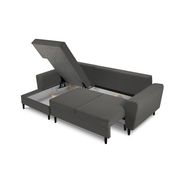 Tmavě šedá manšestrová rozkládací/s úložným prostorem rohová pohovka (levý roh/s lenoškou) Kyoto – Cosmopolitan Design-image-3
