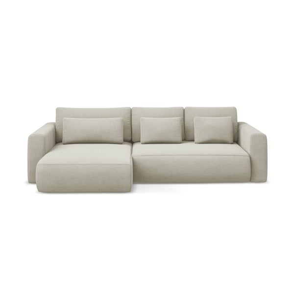 Béžová rozkládací/s úložným prostorem rohová pohovka (levý roh/s lenoškou) Kapua – Makamii