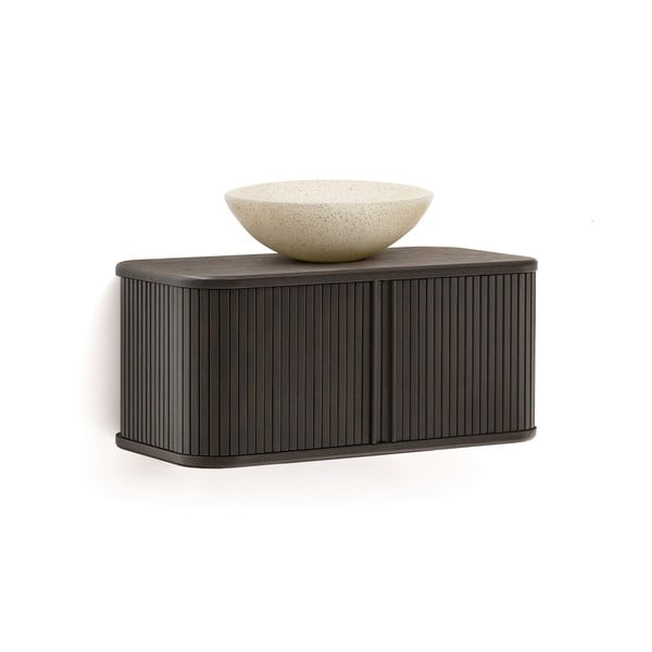 Tmavě hnědá závěsná skříňka pod umyvadlo v dekoru jasanu 90x40 cm Mailen – Kave Home-image-3