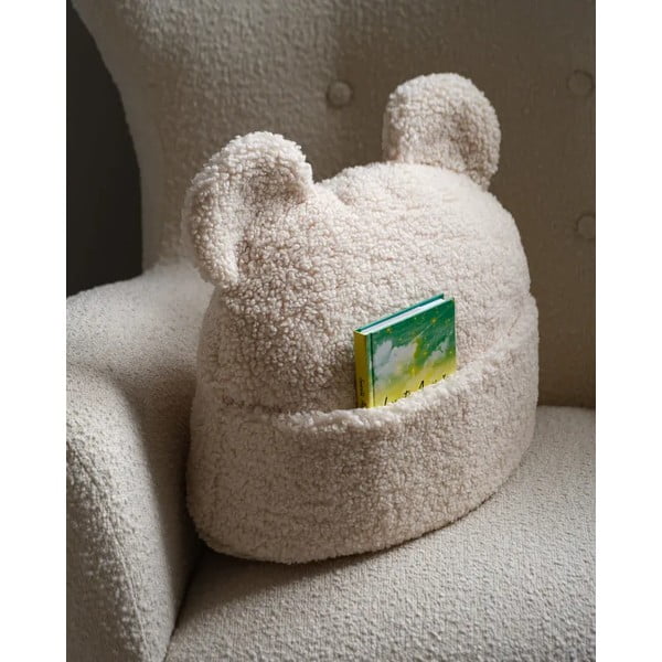 Krémový dětský pohovkový polštář z textilie bouclé Teddy Pouch – Wigiwama-image-1