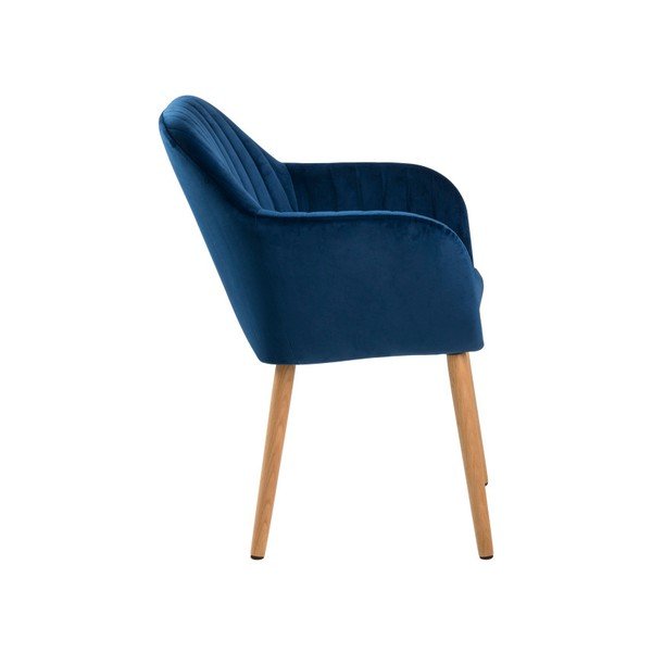 Tmavě modré čalouněné jídelní křeslo s područkami Emilia – Actona-image-2