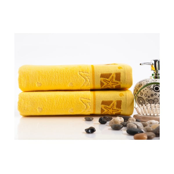 Sada 2 ručníků Shell Yellow, 50x90 cm