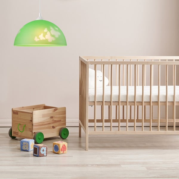 Zelené dětské svítidlo se skleněným stínidlem ø 30 cm Mariposa – LAMKUR-image-1