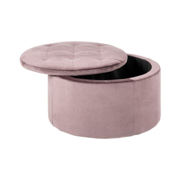 Růžový sametový puf Actona Retina, ⌀ 60 cm-image-1