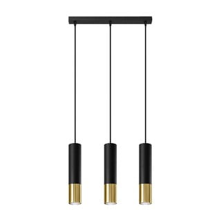 Závěsné svítidlo s kovovým stínidlem v černo-zlaté barvě 45x6 cm Longbot - Nice Lamps